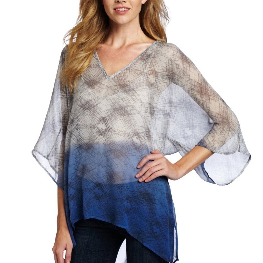 Revolve Gray Ombré silk kimono peasant top